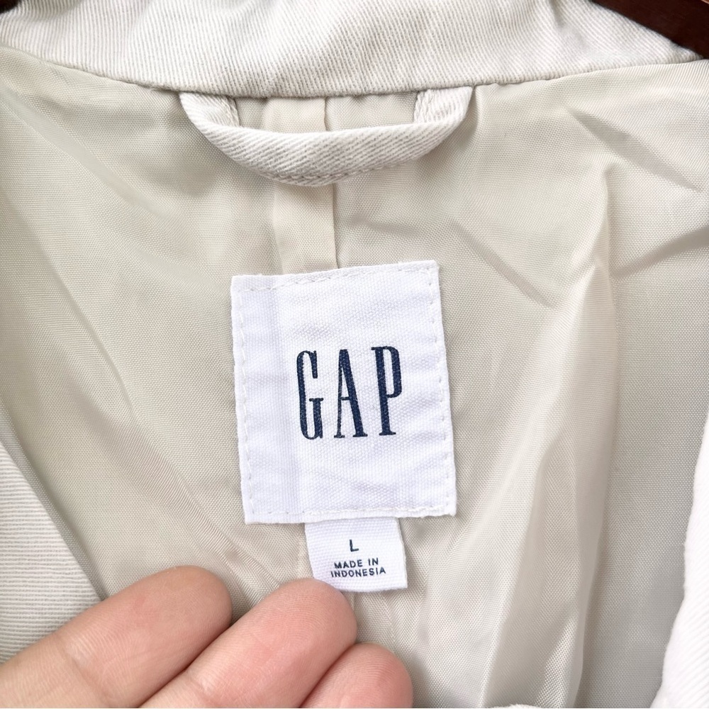 GAP | CLASSIC TRENCH COAT TWILL WEAVE  IN SLICK ROCK DOUBLE BREASTED LARGE - Picture 5 of 7